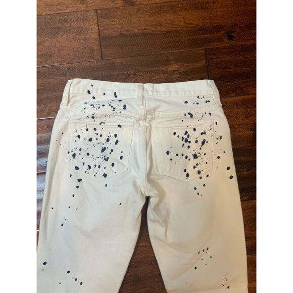 Simon Miller Palermo White Navy Paint Splatter Slim Boyfriend Denim Jeans Sz 25 - Picture 7 of 7